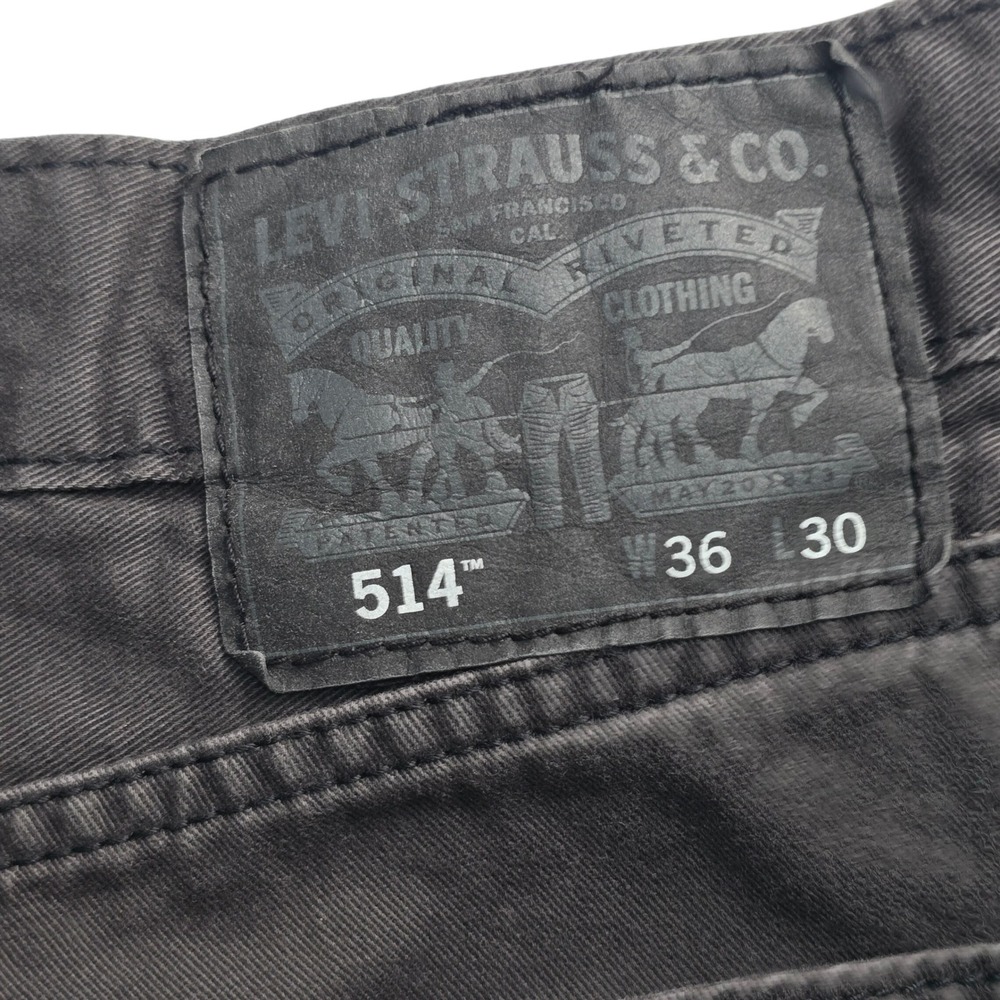 Levi's 514 Straight Fit Pants Mens 36x30 Charcoal Gray Cotton Blend Workwear